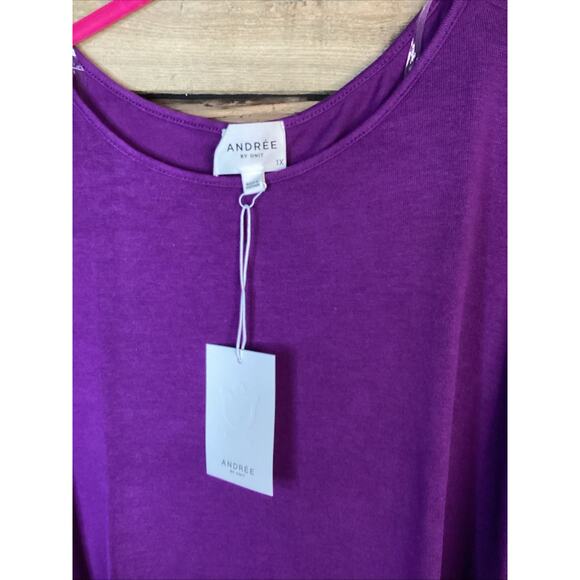 Andrèe By Unit Purple Long Bat Winged Sleeve Top Size 1X - Picture 3 of 4